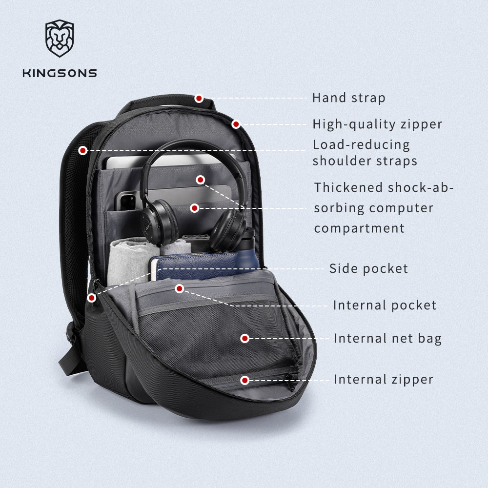 Kingsons Customized Laptop Backpack Travel Computer School Bag Smooth Waterproof - KS25458（RMB78.3)