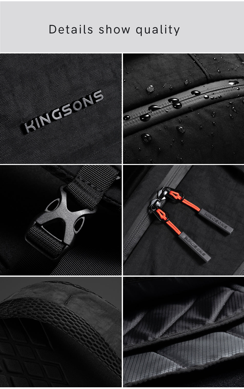 Kingsons 15.6Inch Business Backpack Big Capacity Waterproof Laptop Backpack - KS25055