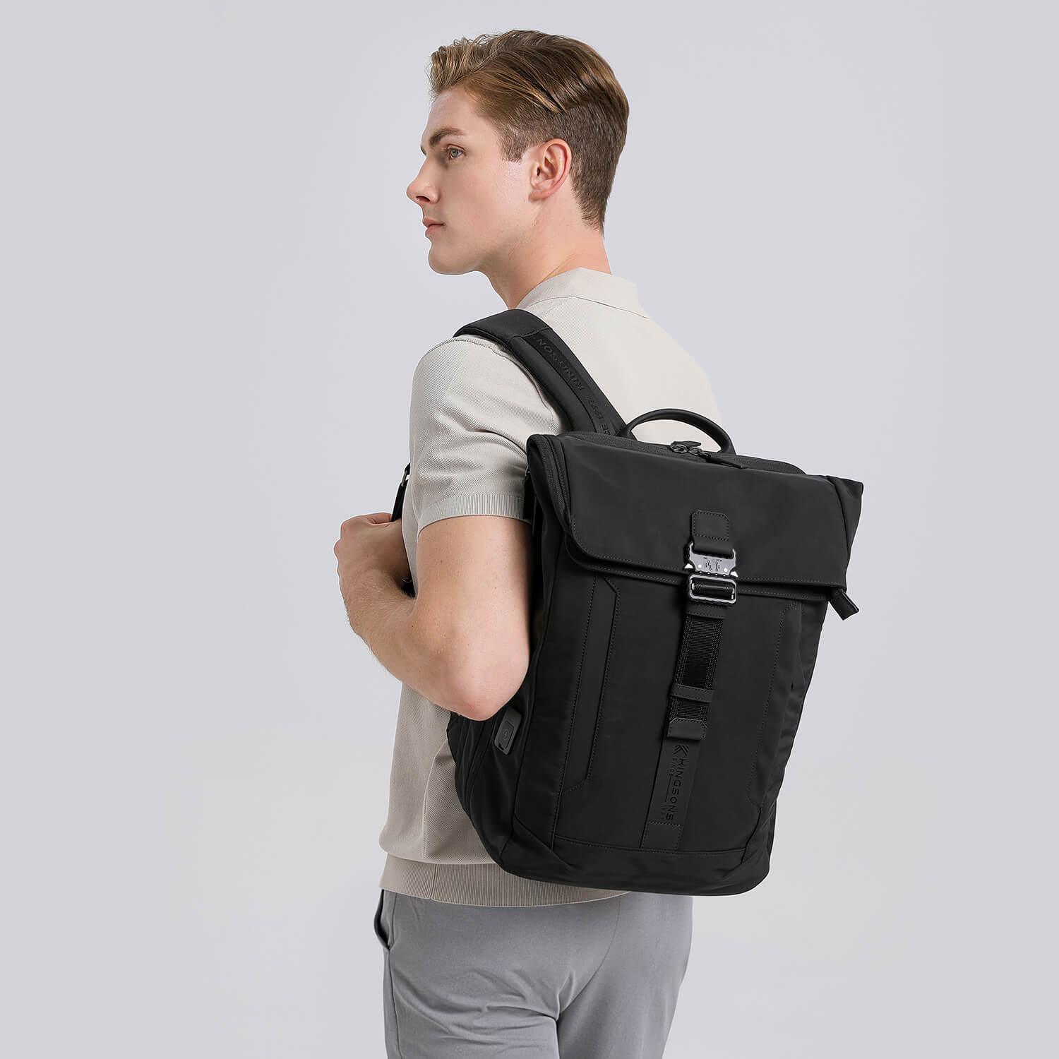 Model showcasing the Kingsons business backpack KS3318w