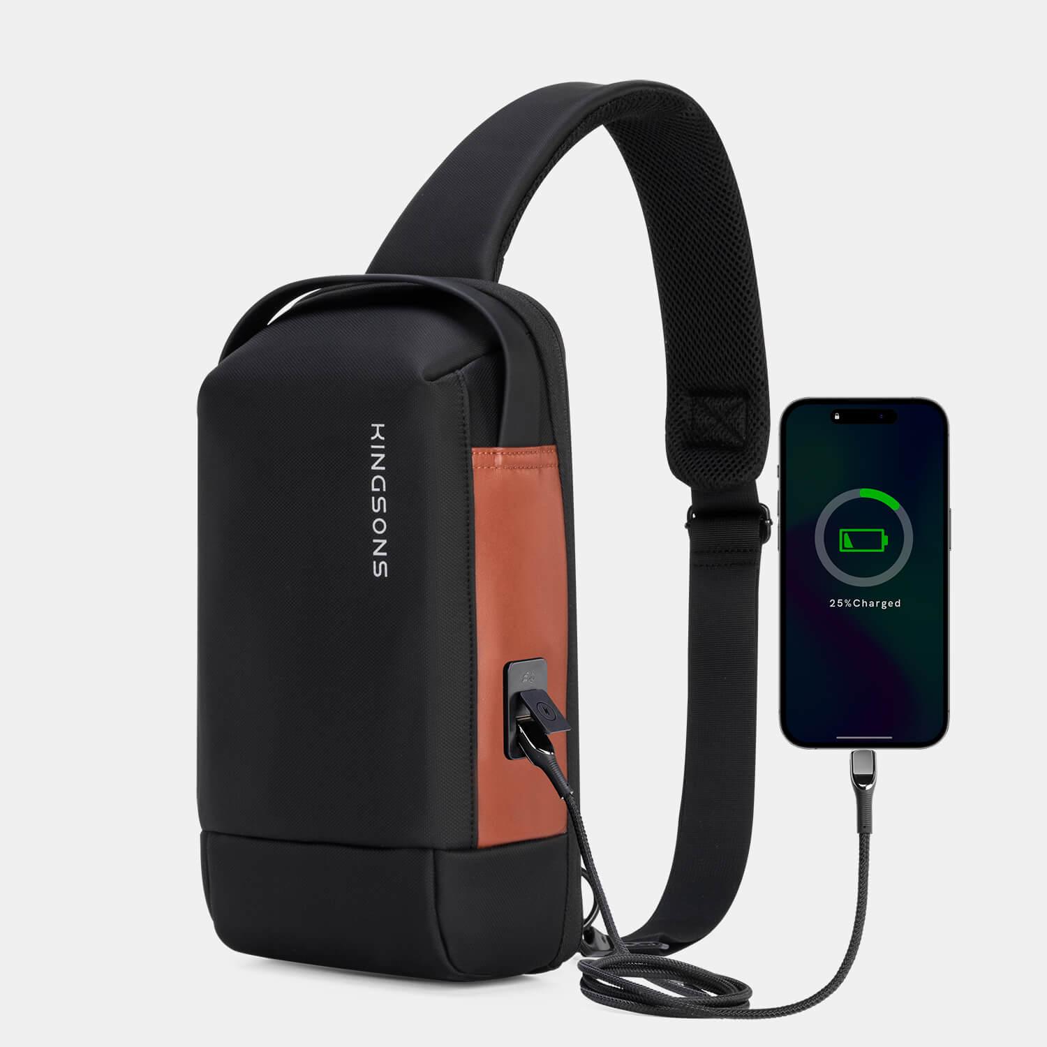 Kingsons anti theft sling bag ks3284w with usb charger design