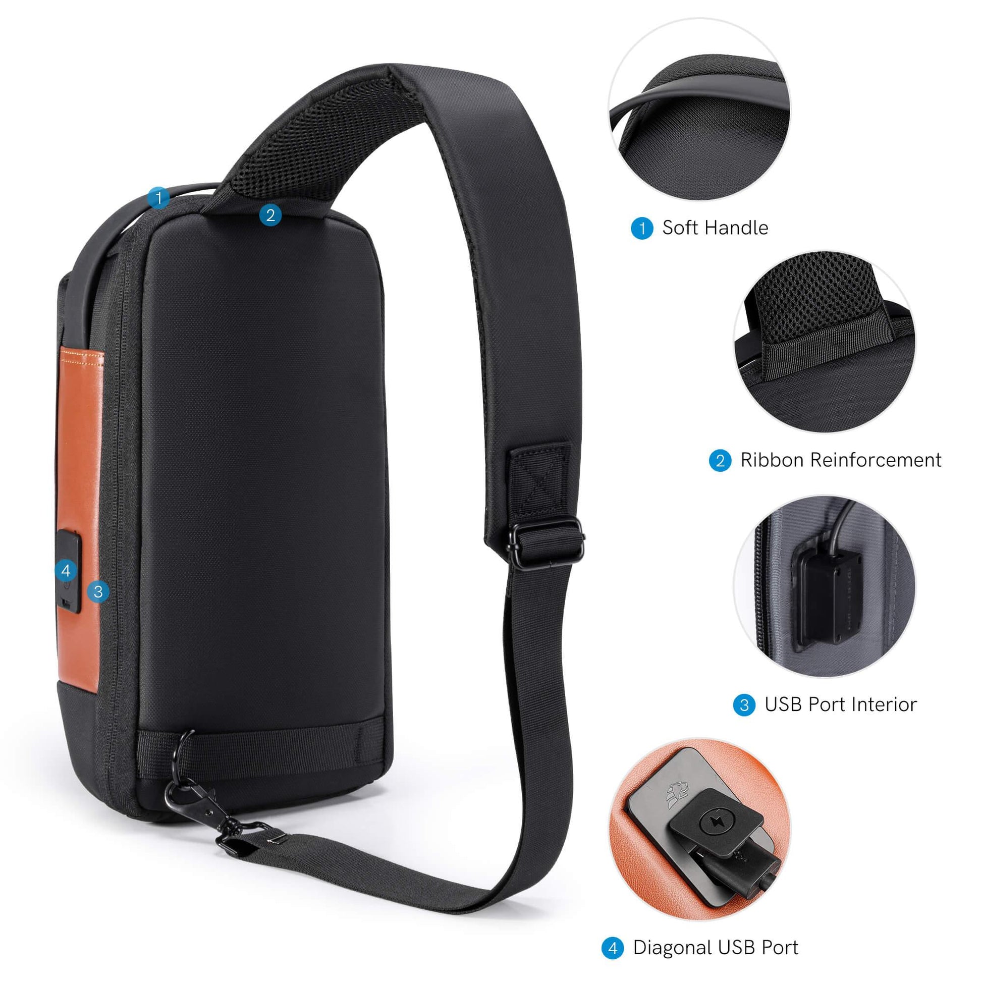Kingsons sling bag KS3284W features a soft handle and reinforced straps