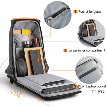 Kingsons anti-theft travel backpack can open 180 degrees